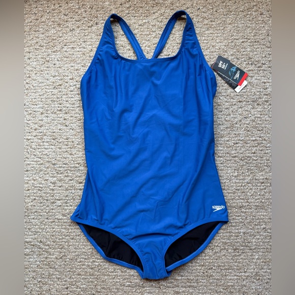 NWT SPEEDO Women's Blue One-Piece Swimsuit Size 18 - Picture 1 of 16